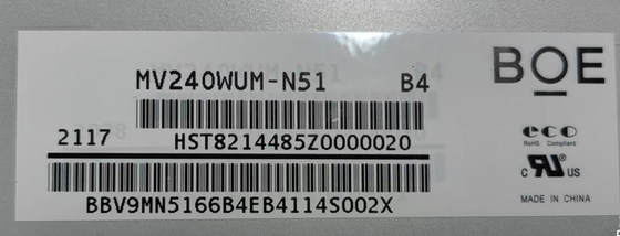MV240WUM-N51 BOE 24.0&quot; 1920 ((RGB) ×1200, 250 cd/m2 INDUSTRIËL LCD Display