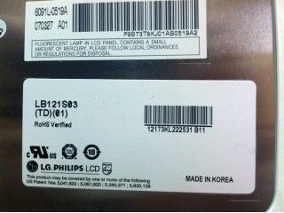 LB121S03-TD01 12.1 Inch 800 ((RGB) × 600 400 cd/m2 Frequentie 60Hz TFT-LCD, LCM